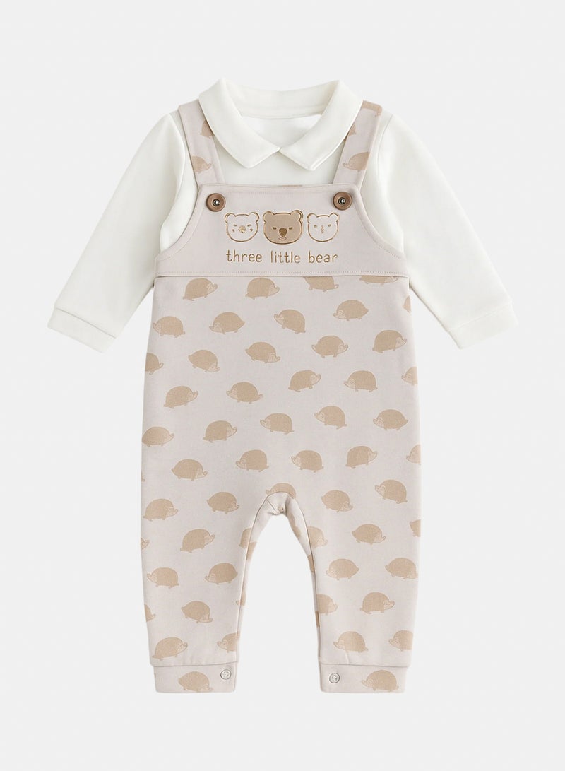 طقم سالوبيت أطفال قطن ناعم بطبعة دب - Image 1